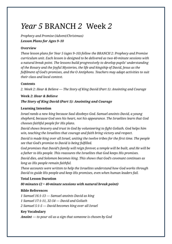 Year 5/Branch 2/RE/Prophecy and Promise/Week 2/Lesson Plans