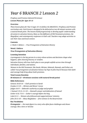 Year 6/Branch 2/RE/Prophecy and Promise/Week 2/Lesson Plans