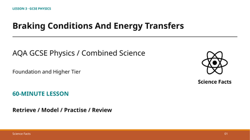 Braking Conditions and Energy Transfers: AQA GCSE Physics (60-Minute Lesson + Answers)