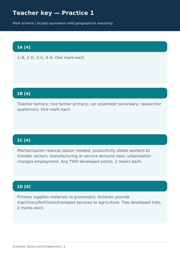 GCSE & IGCSE Geography – Economic Sectors and Employment | Revision Workbook, Case Studies & Exam Pr