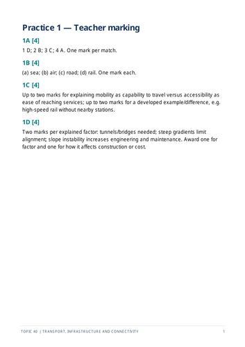 GCSE & IGCSE Geography – Transport, Infrastructure and Connectivity | Revision Workbook & Exam Pract
