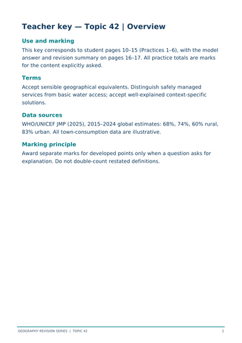 GCSE & IGCSE Geography – Water Resources and Water Security | Revision Workbook, Case Studies & Exam