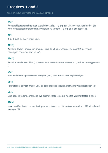 GCSE & IGCSE Geography – Resource Management and Environmental Impacts | Revision Workbook & Exam Pr