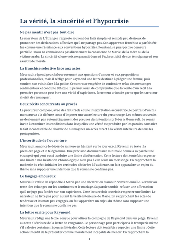 L’Étranger – Truth, Sincerity and Hypocrisy