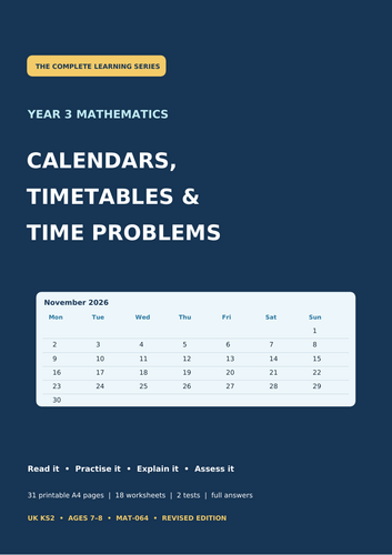 Year 3 Calendars, Timetables & Time Problems | KS2 Maths Worksheets