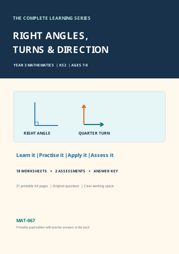 Year 3 Right Angles, Turns & Direction | KS2 Maths Worksheets, Reasoning & Assessments