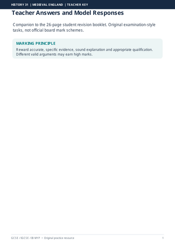 Medieval England: Feudalism and Society | GCSE, IGCSE & IB MYP History Revision Workbook + Answers