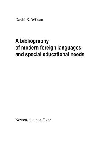 A bibliography of modern foreign languages and special educational needs
