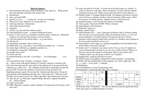 Starter and Plenaries in MFL