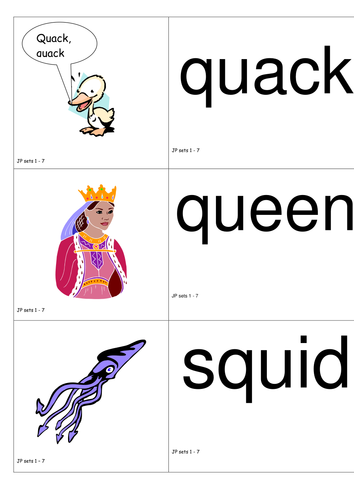 Jolly Phonics words and pictures for sorting (sets 1-7)