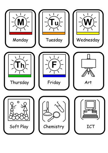 Widgit Symbols for Visual Timetables