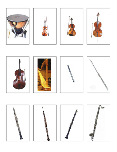 Instruments of the Orchestra Flash Cards/Game Cards