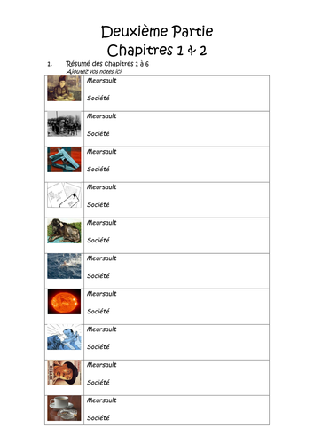 Camus L'Etranger Worksheets Part 2 Chapters 1 & 2