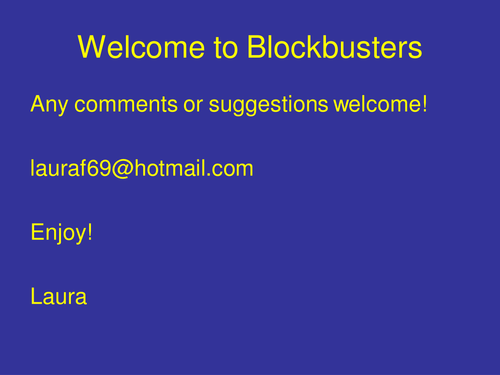 Interactive Blockbuster Game Template - PPT