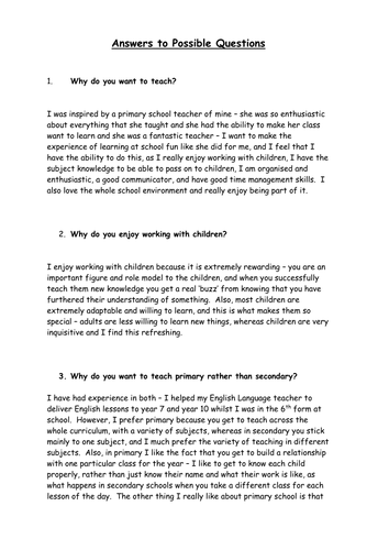 Interview question & answer bank - PGCE by trillions Interview question & answer bank - PGCE by trillions