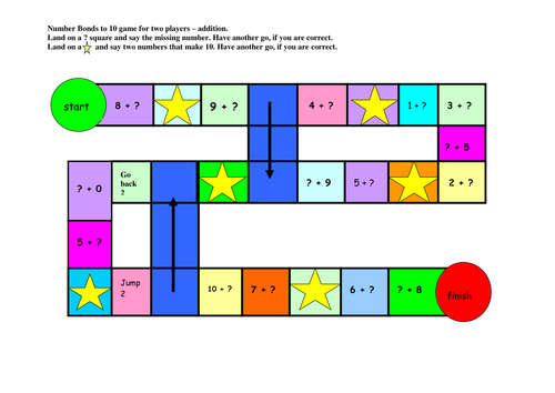 number bonds to 10 addition game teaching resources