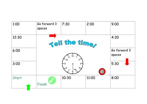 tell the time game | Teaching Resources