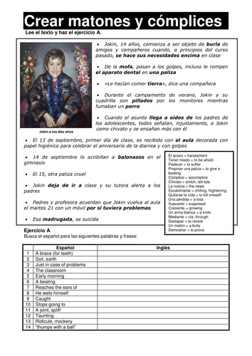 Spanish Reading - Bullying in Spain