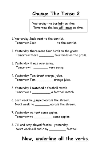 Worksheets Year 3 English Worksheets sentence work tense pastpresentfuture by peter123 teaching change the 2 doc