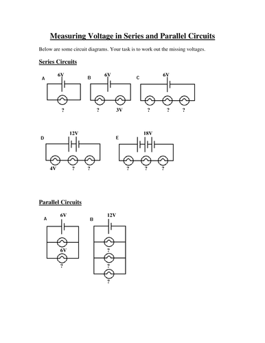 Series/Parallel Circuit: Voltage Worksheet | Teaching ...