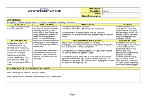 Weekly Plans Year 4 Viewpoints 4a