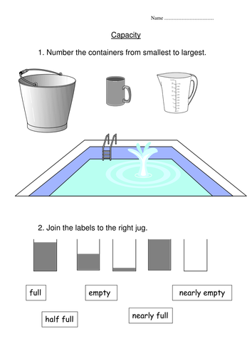 capacity worksheet by indigo987 teaching resources tes