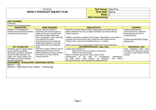 Weekly plans containers