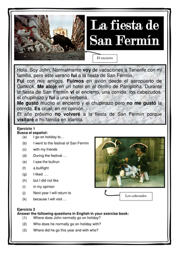 Spanish Reading Comprehension - San Fermin