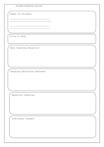 Guided Reading Record | Teaching Resources