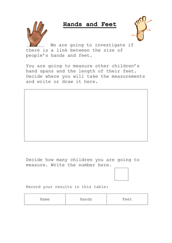 Science Investigation Into Sizes Of Hands And Feet