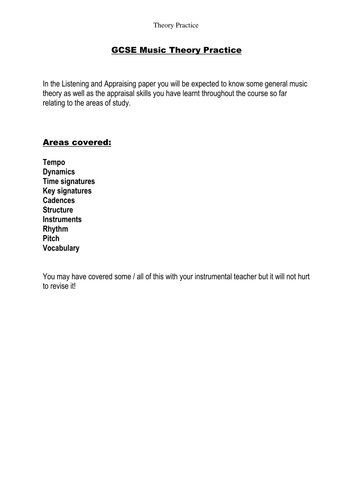 GCSE Music theory resource booklet