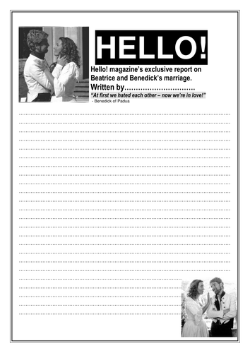 Much Ado About Nothing: Magazine writing frame