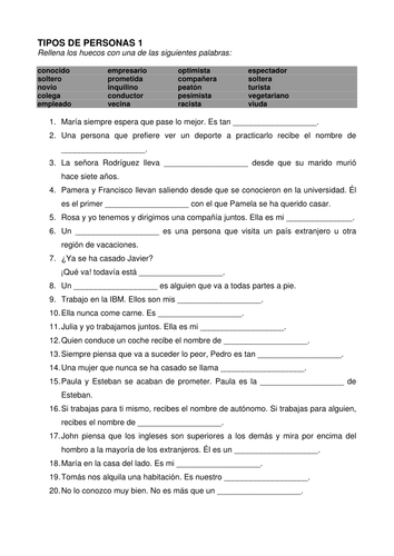 Adjetivos de personalidad