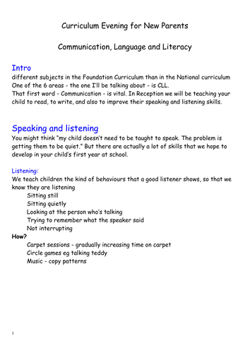 CLL - talk to parents