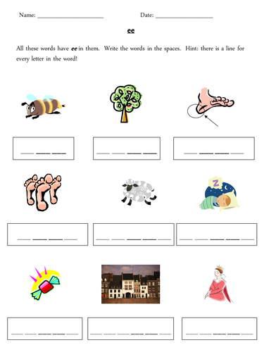 ee phoneme grapheme worksheets | Teaching Resources