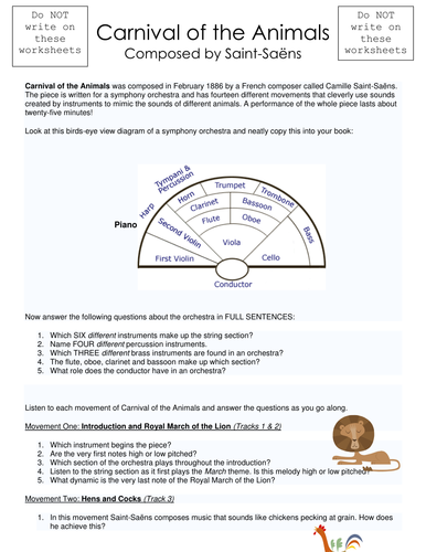 animal quiz worksheet by Worksheet of Animals the Carnival Listening