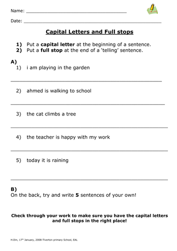 homework on capital letters