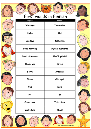Useful words and phrases in Finnish ~ ideal for welcoming children with a Finnish heritage