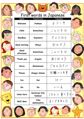Useful words and phrases in Japanese ~ ideal for Japanese children or for projects on Japan