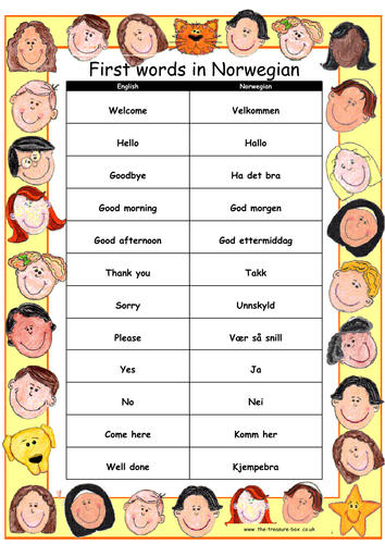Useful words and phrases in Norwegian ~ ideal for helping Norwegian speaking children
