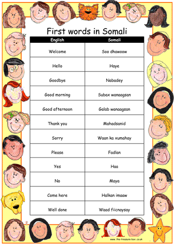Useful words and phrases in Somali ~ Ideal for children with a Somali heritage