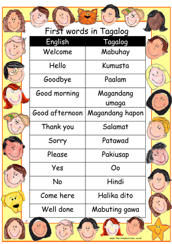 Useful words and phrases in Tagalog ~ ideal for children with a Philippine heritage