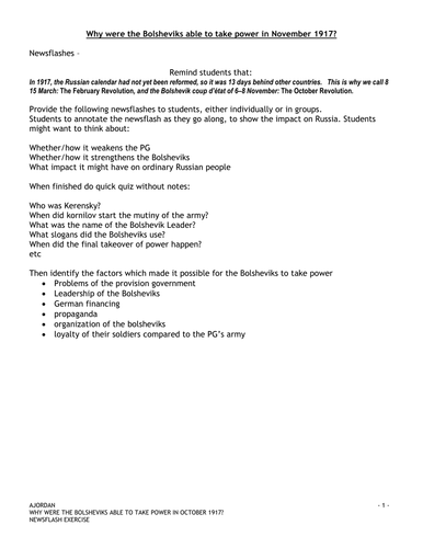 The Provisional Government and the Bolshevik seizure of power