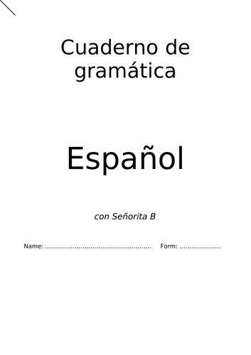 Spanish Grammar Notebook - Cuaderno de Gramática