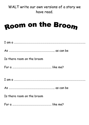 Writing frame - Room on the Broom