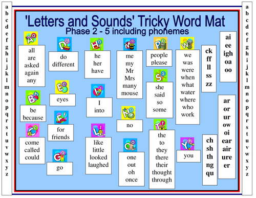 letters and sounds tricky word mat