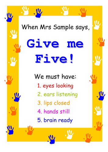 Give Me 5 Poster by belle1 - Teaching Resources - Tes