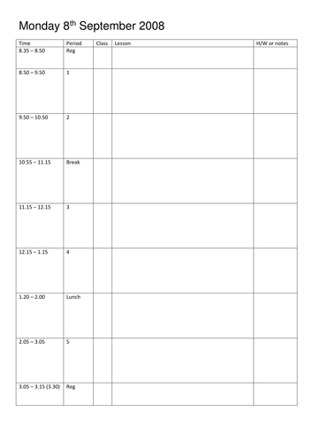weekly planner template by londinium teaching resources tes