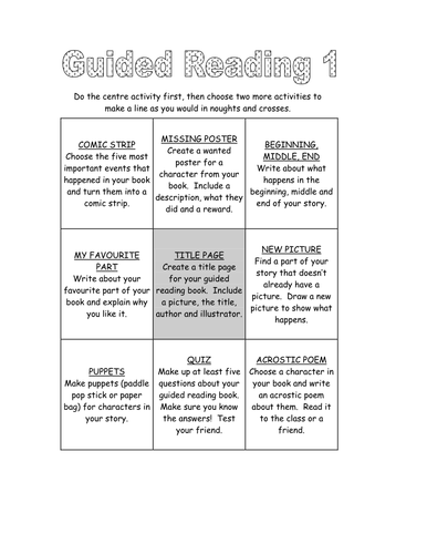 Guided Reading Activities By Ourthreesons Teaching