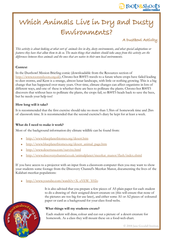 What sort of animals live in dry, dusty environments?